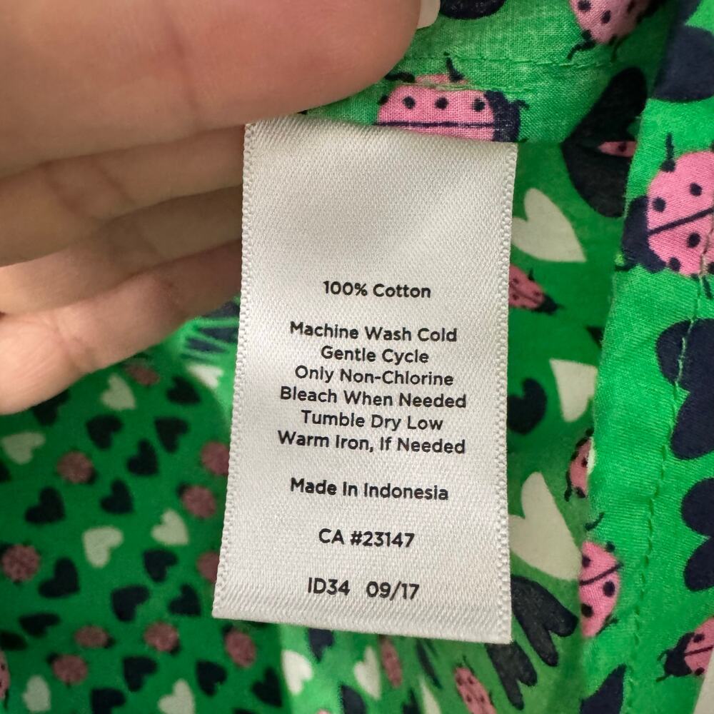 Talbots Top Size P Button Down Green Ladybug Hear… - image 7